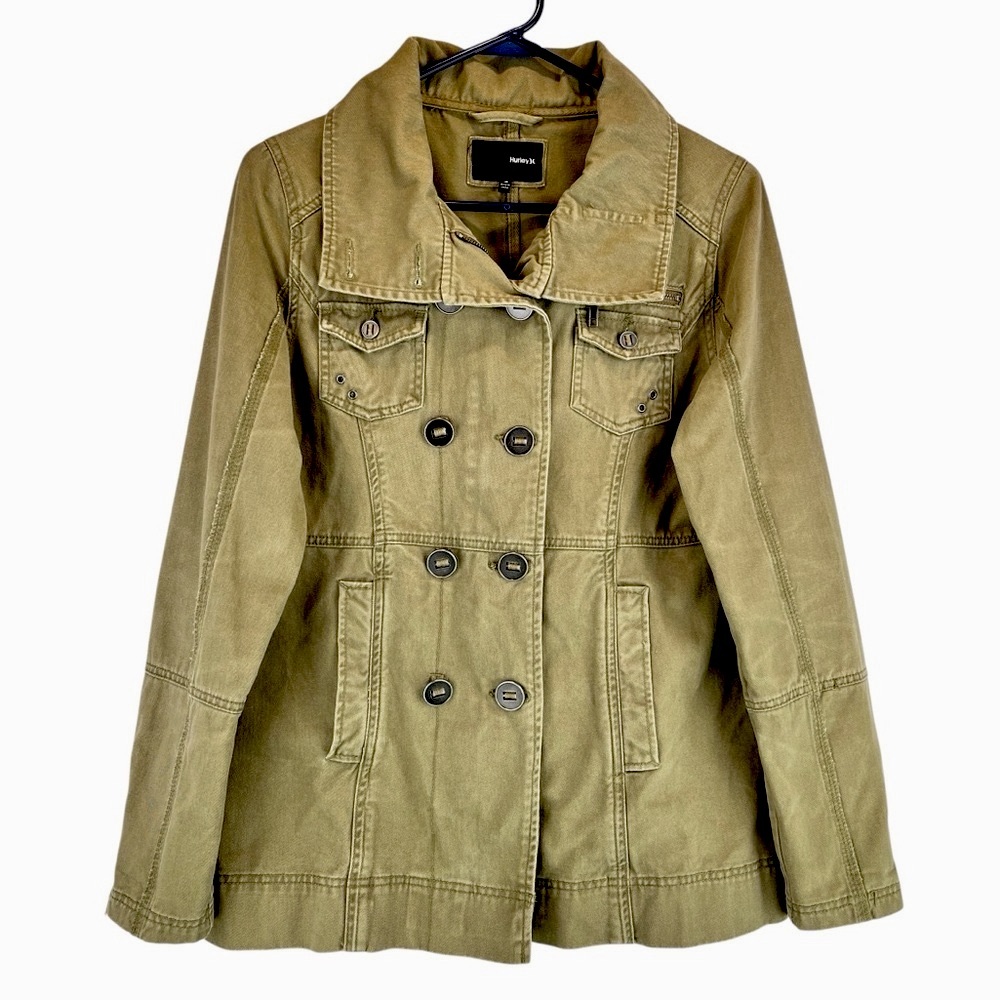 Hurley Military Style Cotton Jacket Olive Green Sz S